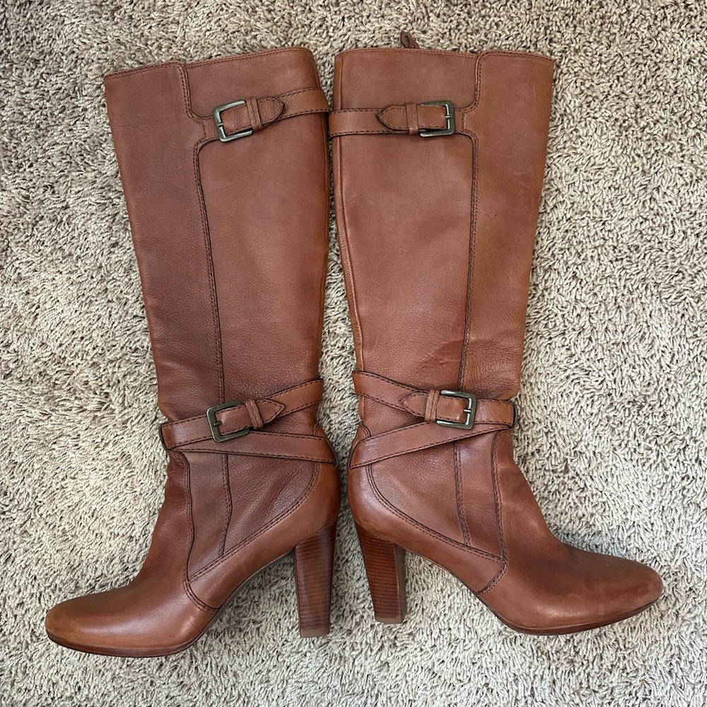 Cole Haan Nike Air High Heel Boots Leather Brown - Picture 4 of 16